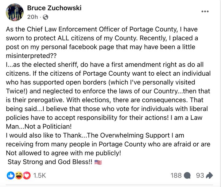 Der Sheriff von Portage County, Bruce Zuchowski, verteidigte sein Vorgehen auf Facebook, nachdem ihm vorgeworfen wurde, Anwohner, die Kamala Harris unterstützen, eingeschüchtert zu haben.