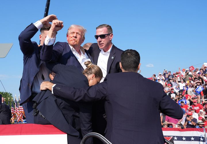 Former president Donald Trump shown after the assassination attempt on him.