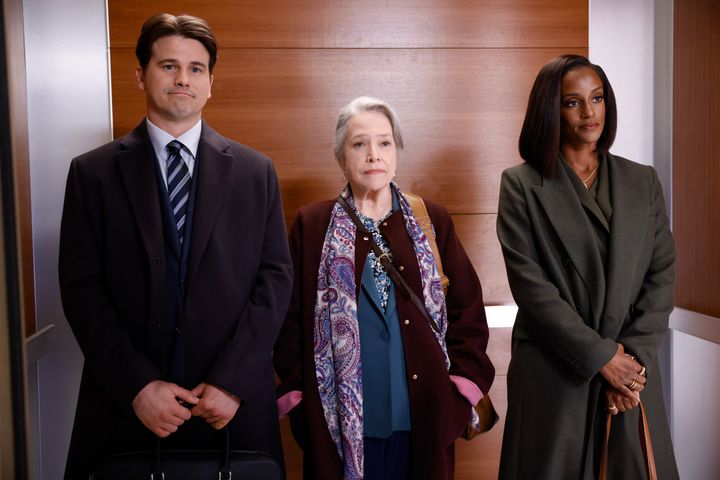 Jason Ritter, Kathy Bates and Skye Marshall in the new CBS legal procedural "Matlock."