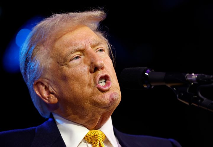 Republican presidential nominee former US President Donald Trump speaks at the Israeli American Council National Summit at the Washington Hilton on September 19, 2024