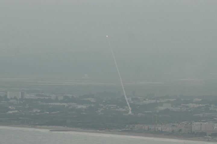 Israeli Iron Dome air defense system fires to intercept rockets that were launched from Lebanon, in northern Israel, Sunday, Sept. 22, 2024. (AP Photo/Baz Ratner)