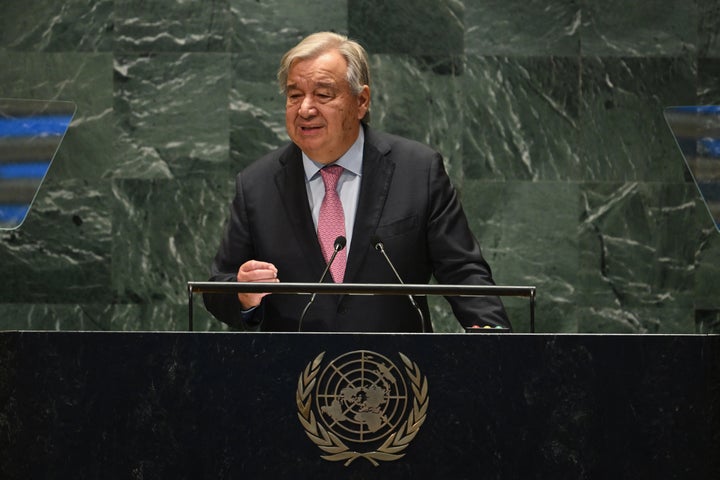 U.N. Secretary-General Antonio Guterres speaks during the "Summit of the Future" on the sidelines of the U.N. General Assembly at the U.N. Headquarters in New York, September 22, 2024.