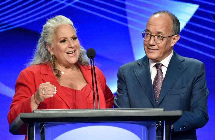 Marta Kauffman and David Crane pictured together in 2018