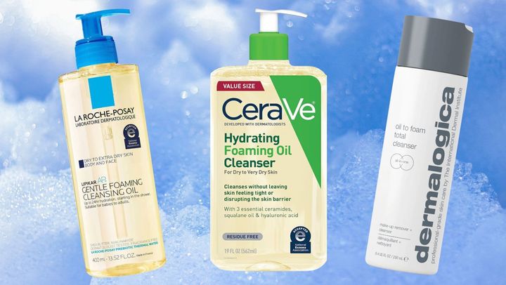 Foaming oil cleansers from La Roche-Posay, CeraVe and Dermalogica. 