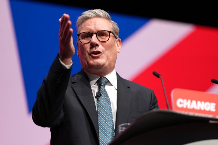 Britain's Prime Minister Keir Starmer addresses members at the Labour Party Conference in Liverpool, England, Tuesday, Sept. 24, 2024