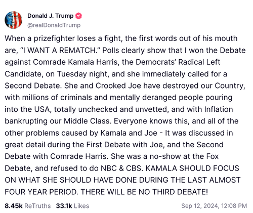 A recent Truth Social post shows Trump's penchant for odd capitalization. 