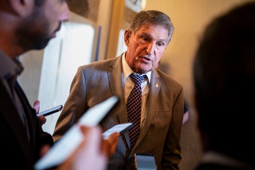 Sen. Joe Manchin (I-W.Va.) speaks to reporters before an afternoon vote at the U.S. Capitol on September 9, 2024 in Washington, DC. 