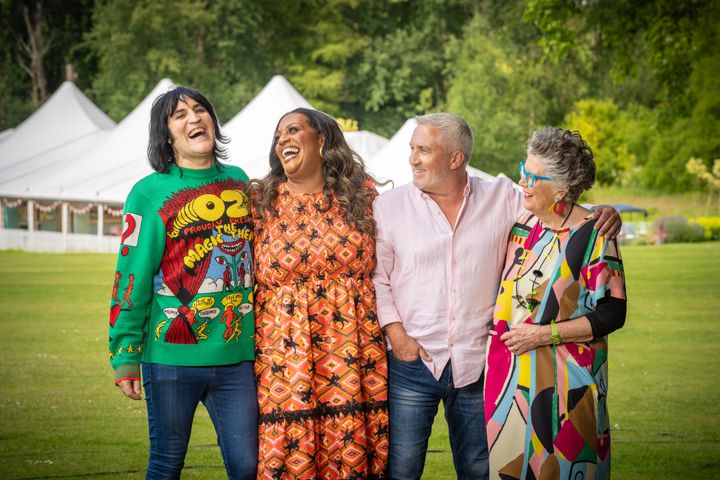 The hosts and judges of the Great British Bake Off