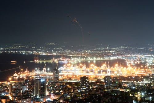 The Israeli Iron Dome air defense system fires to intercept rockets that were launched from Lebanon, in northern Israel, on Sept. 24, 2024.
