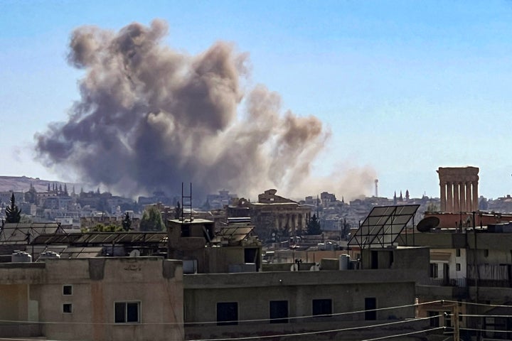 Smoke billows from the site of an Israeli airstrike that targeted Lebanon's eastern city of Baalbeck in the Bekaa valley on September 25, 2024. (Photo by AFP via Getty Images)