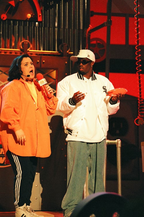 Rosie O'Donnell and Sean “Diddy” Combs during the 1998 Kids’ Choice Awards.