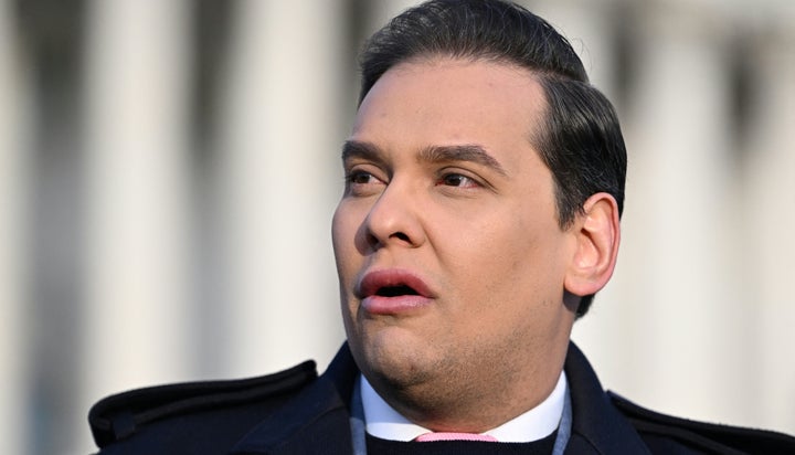 Former Rep. George Santos (R-N.Y.) speaks during a press conference outside the Capitol in Washington on Nov. 30, 2023.