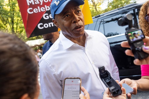 New York City Mayor Eric Adams attends the annual German American Steuben Parade on September 21, 2024, on 5th Avenue in New York City.