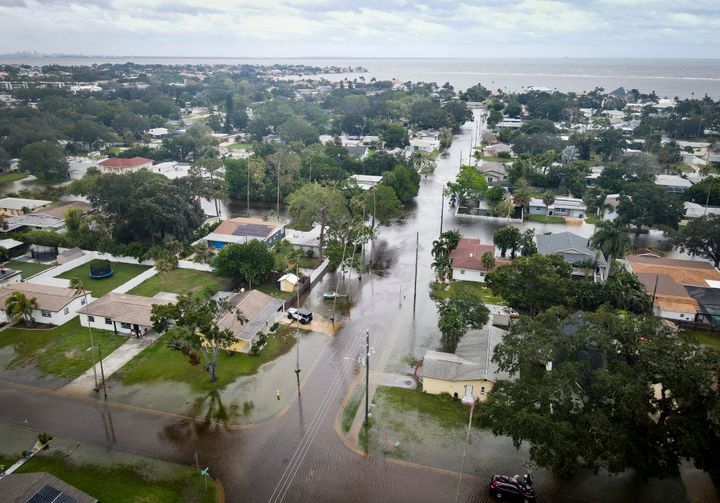 Flooded streets are seen in Madeira Beach, Fla.,Thursday, Sept. 26, 2024. (Max Chesnes/Tampa Bay Times via AP)