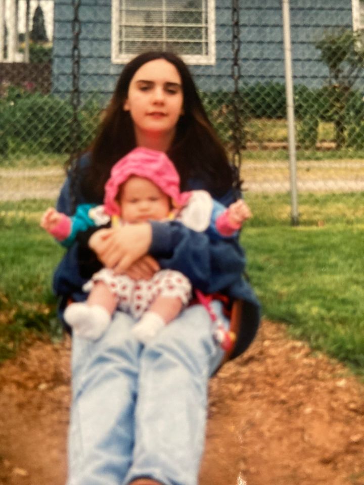 The author with her daughter as a baby.