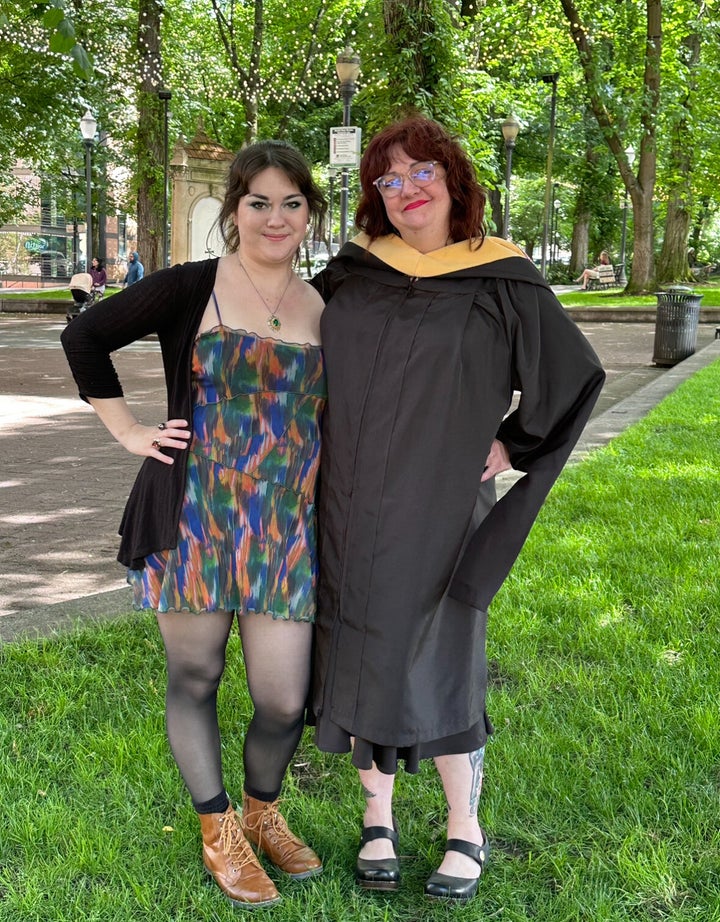 The author's daughter (left) celebrating the author's graduation with a master’s in clinical social work.