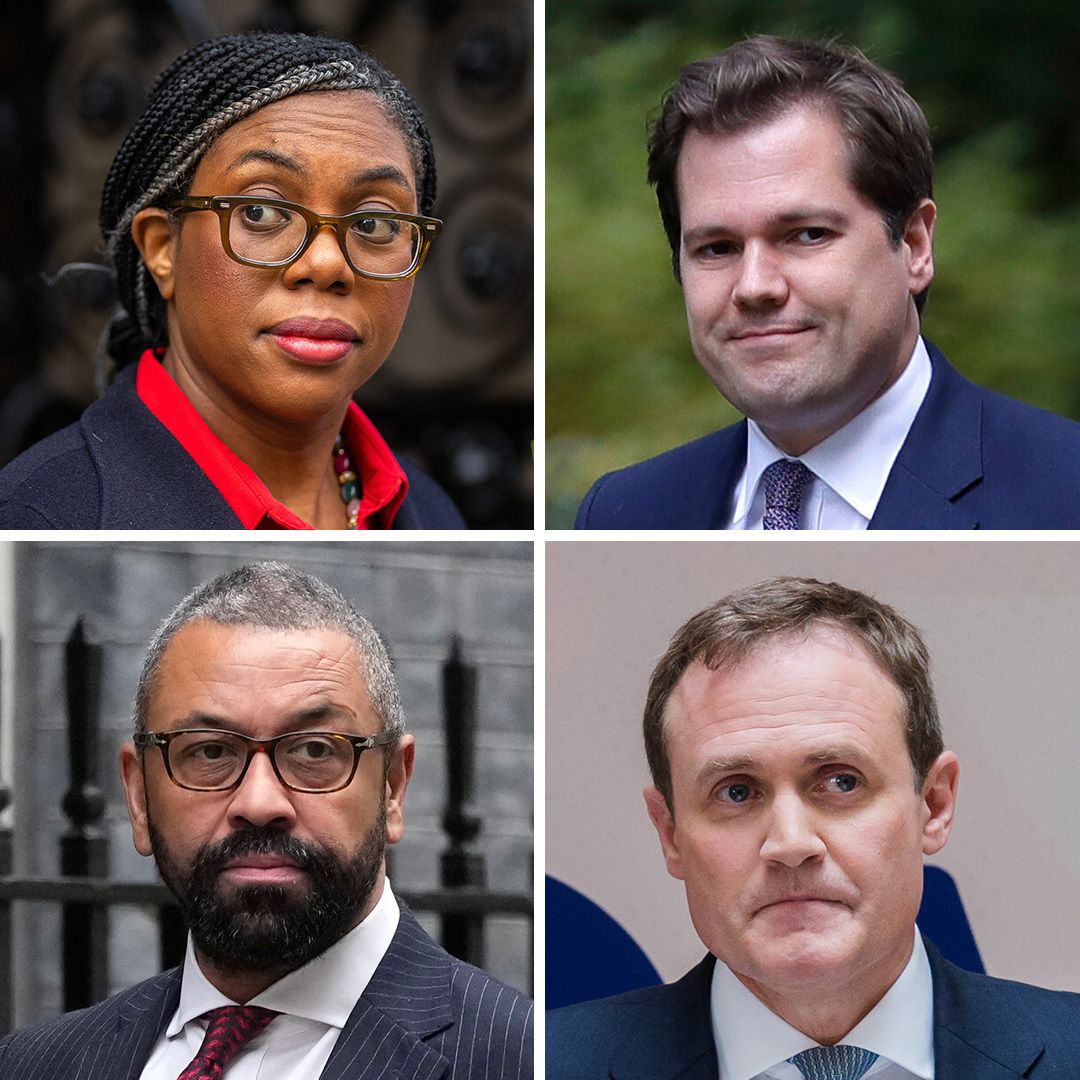 Los contendientes: en el sentido de las agujas del reloj desde arriba a la izquierda, Kemi Badenoch, Robert Jenrick, Tom Tugendhat y James Cleverly.