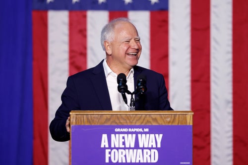 Democratic vice presidential candidate Minnesota Gov. Tim Walz speaks at a campaign event, Thursday, Sept. 12, 2024, in Grand Rapids, Mich. (AP Photo/Al Goldis)