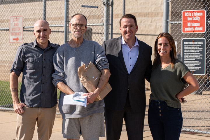 Jim Mayer of the Great North Innocence Project, Robert Bintz, Chris Renz of Chestnut Cambronne law firm, and Jacklyn Heckman of Chestnut Cambronne law firm. via Christopher Renz