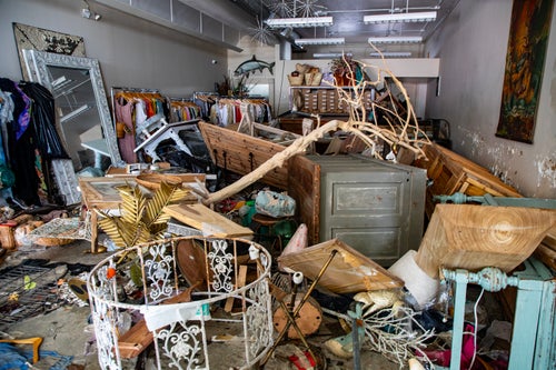 Hurricane Helene left this store in shambles in the Pass-A-Grille community of St. Pete Beach, FL, on Saturday.