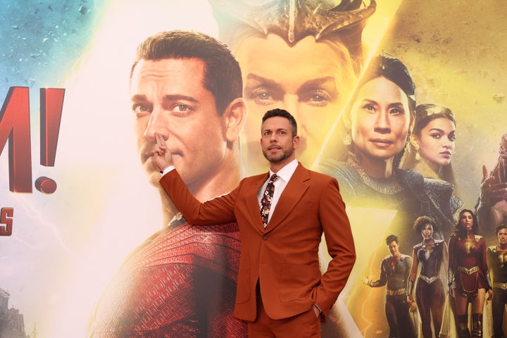 Zachary Levi at a "Shazam! Fury of the Gods" premiere in 2023.