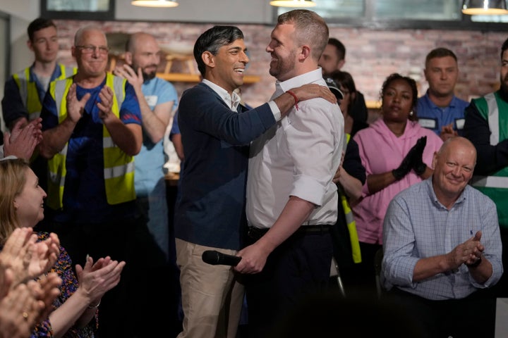 Jonathan Gullis with Rishi Sunak during the election campaign.