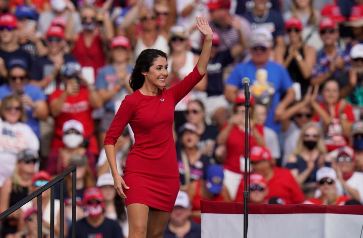 Anna Paulina Luna is seen during a 2020 Donald Trump campaign rally. Luna was campaigning for the U.S. House of Representatives when she was allegedly threatened by her rival, William Robert Braddock III.