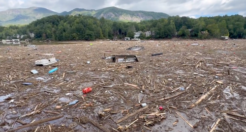 Lake Lure is pictured near the village of Chimney Rock, North Carolina, on Sunday.