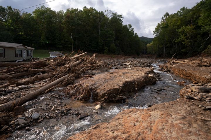 Craig Creek in the aftermath of Hurricane Helene on September 30, 2024 near Black Mountain, North Carolina. (Photo by Sean Rayford/Getty Images)