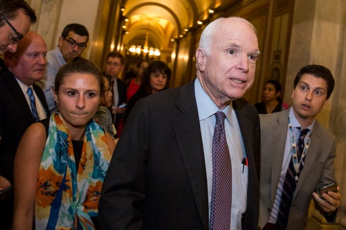 Claims that Donald Trump tried to "save" Obamacare would have come as a surprise to former Sen. John McCain, whose vote actually did save it. This photo is from July, 2017, just before that vote and about a year before the Arizona Republican's death from cancer. 
