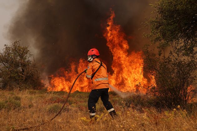 Στο σημείο επιχειρούν 570 πυροσβέστες, με 160 οχήματα και 28 πεζοπόρα τμήματα.