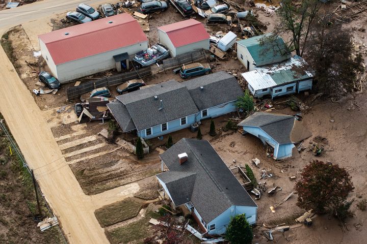 Debris is seen in the aftermath of Hurricane Helene in Swannanoa, North Carolina on Tuesday, Oct. 1.