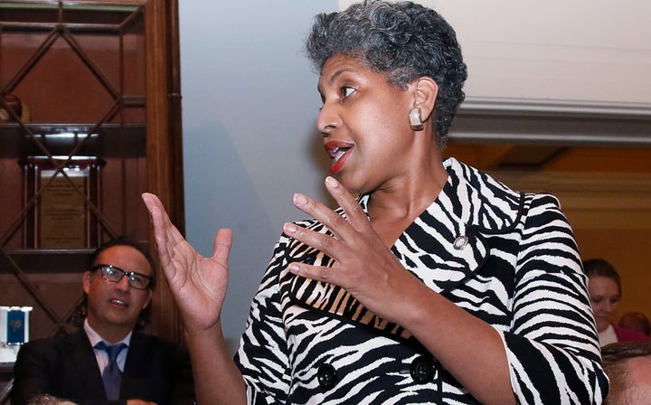 Oklahoma state Sen. Regina Goodwin (D-Tulsa), shown here at a news conference in Oklahoma City on May 16, 2017, says she holds little hope for concrete results from the Justice Department's review of the Tulsa Race Massacre.