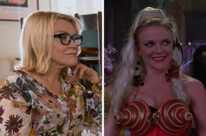 Stephanie Faracy in Nobody Wants This (left) and Hocus Pocus (right)