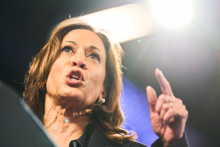 Democratic presidential candidate Kamala Harris speaks Friday at a campaign event at Dort Financial Center in Flint, Michigan.