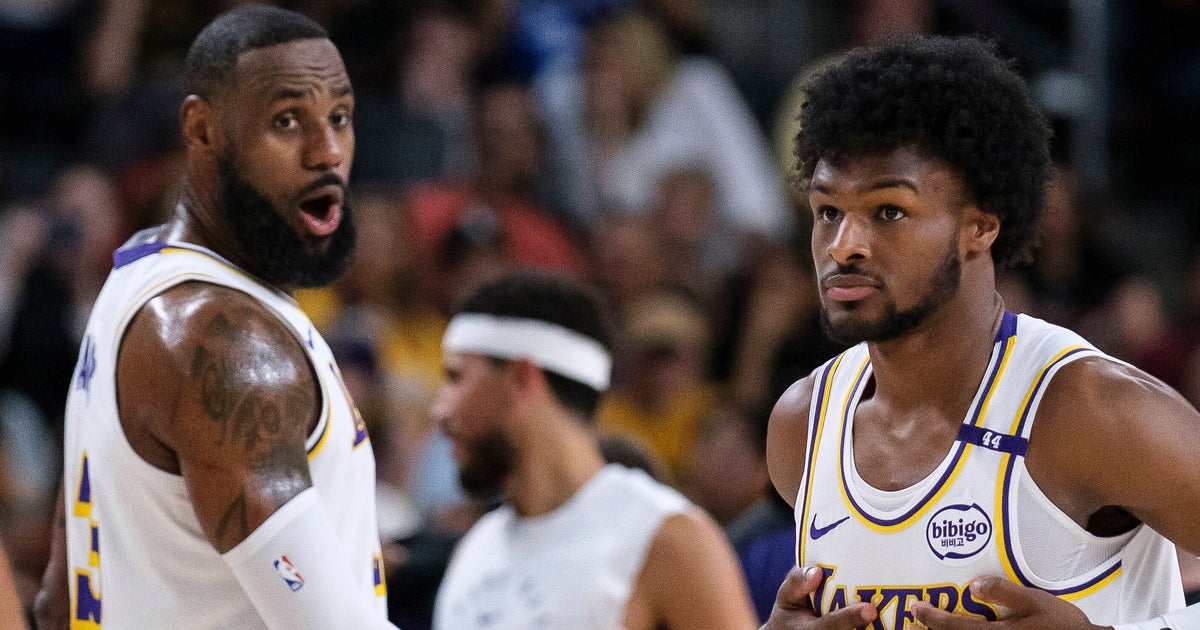 NextImg:LeBron And Son Bronny James Make NBA History In Preseason Game