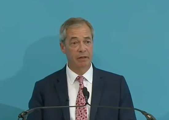 Nigel Farage during the Reform UK law and order news conference