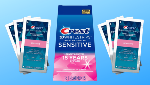Crest 3D Whitestrips for sensitive teeth are over 50% off right now on Amazon.