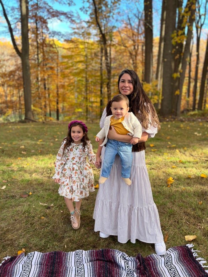 The author with Bella and Leo in October 2022, the first autumn in their new home.