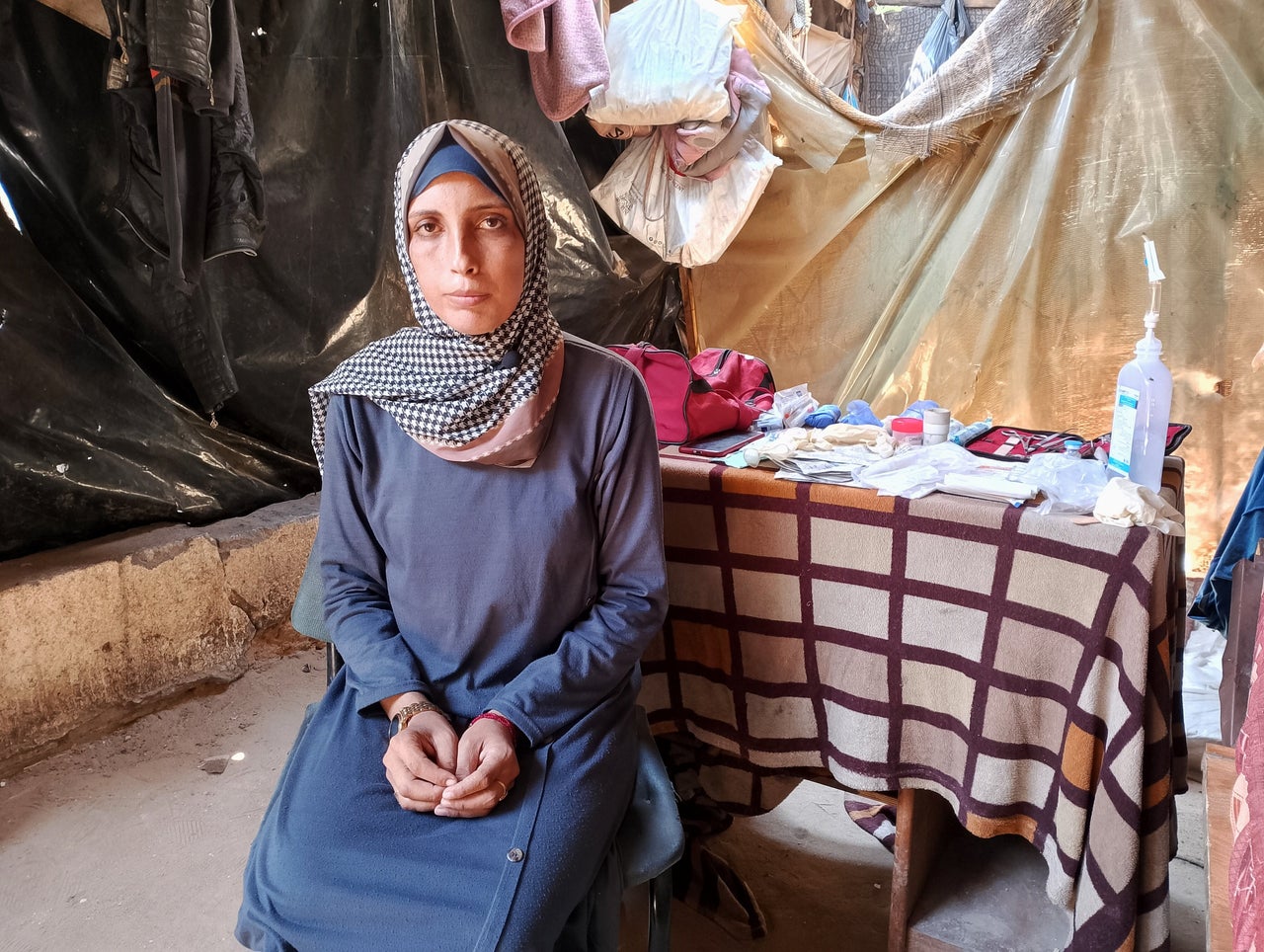 Dr. Rabab Halavin tries to provide health services to displaced Palestinians in makeshift tents despite limited resources in Deir Al-Balah, Gaza on Aug. 24.