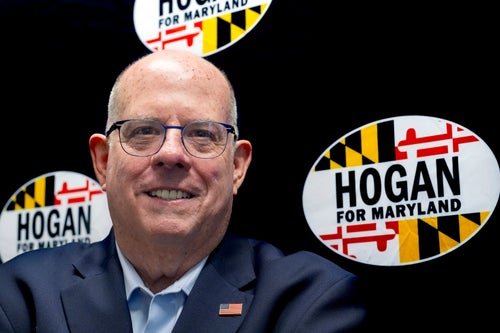 Senate candidate former Maryland Gov. Larry Hogan poses for a portrait on Aug. 27 in Annapolis.