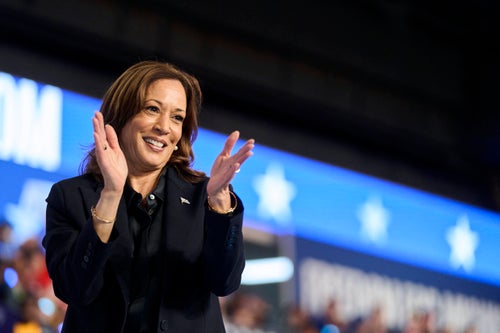 Democratic presidential candidate Kamala Harris, shown here at a Michigan rally last week, plans to unveil her home care proposal during a Tuesday appearance on "The View."