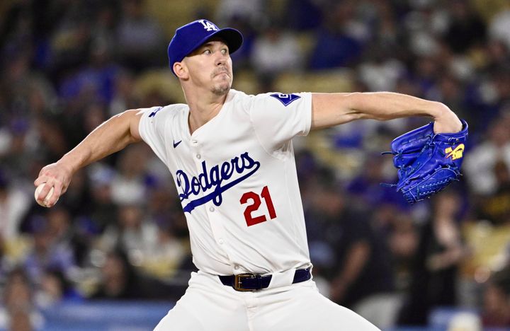 Dodgers pitcher Walker Buehler pitches against the San Diego Padres during a September game.