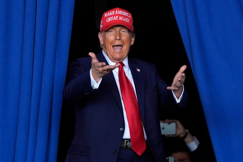 Donald Trump, the Republican presidential nominee and former president, is seen at a campaign rally in Wisconsin on Sunday.