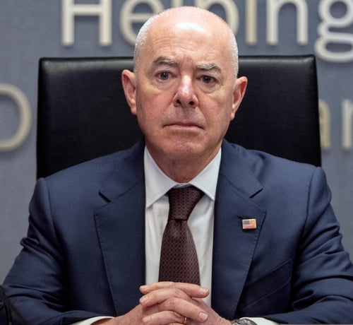 Homeland Security Secretary Alejandro Mayorkas warned Thursday that hate speech online against first responders is "a motivating force for people to do harm."