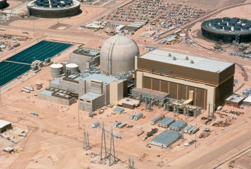 Palo Verde, seen here in an aerial shot during its construction, is Arizona's first nuclear power plant, the second-largest in the U.S. after the recently completed Plant Vogtle expansion in Georgia.