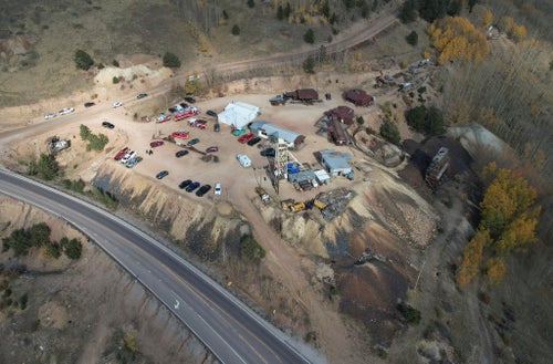 Emergency personnel stage outside the Mollie Kathleen Gold Mine in Cripple Creek, Colorado, Thursday, Oct. 10, 2024.