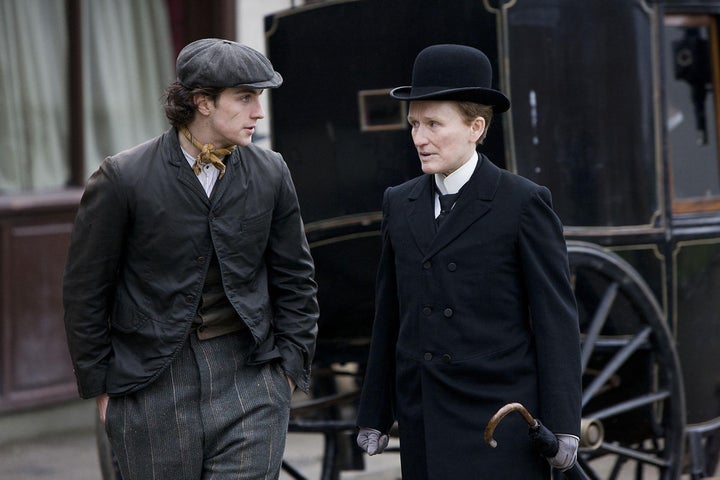 Aaron Taylor-Johnson and Glenn Close in Albert Nobbs