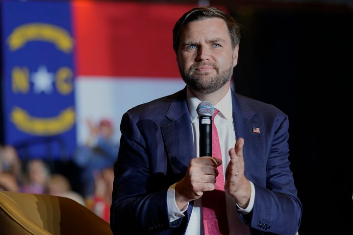 Republican vice president nominee Sen. JD Vance, R-Ohio, speaks during a campaign event in Greensboro, N.C., Thursday, Oct. 10, 2024.