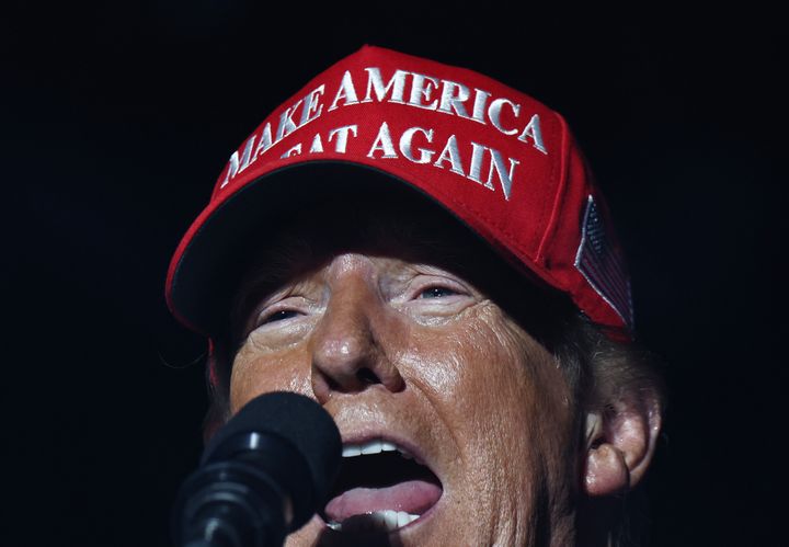 Republican presidential nominee, former U.S. President Donald Trump speaks at a campaign rally on October 12, 2024 in Coachella, California. 